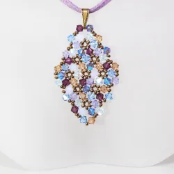 Pendant 30cm - Shea Rhombus M-Mauve Suedine - Pendant 30cm - Laiton bronze